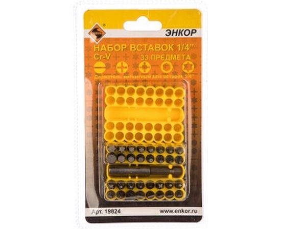 Набор бит 1/4" (33 предмета) Энкор 19824 