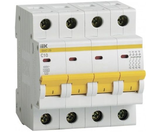 Автоматический выключатель IEK ВА47-29, 4Р, 10А, 4,5кА, х-ка С MVA20-4-010-C 