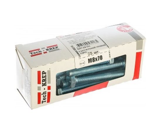 Болт DIN 933 с шестигранной головкой, оцинкованный М8х70, 20шт - коробка Tech-Krep 105213 – изображение 2