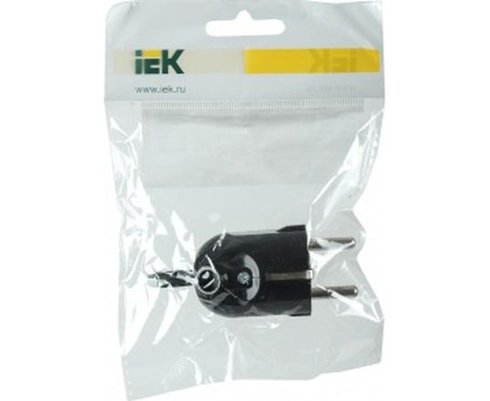 Разборная угловая вилка IEK ВПу12-02-Ст, с заземляющим контактом, с кольцом, 16А, черная EVP12-16-01-K02 – изображение 2