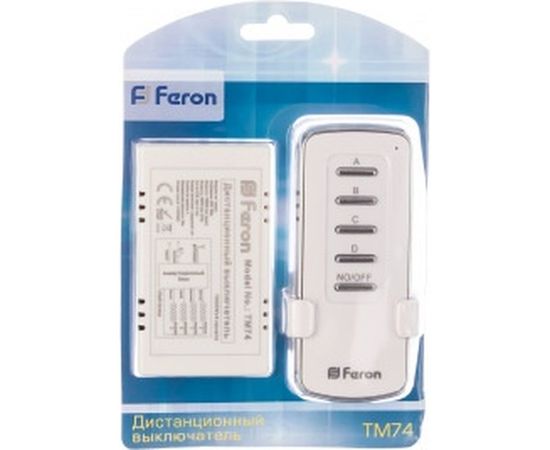 Дистанционный выключатель FERON TM74 230V 1000W 4-х канальный 30м с пультом управления, белый 23263 – изображение 2