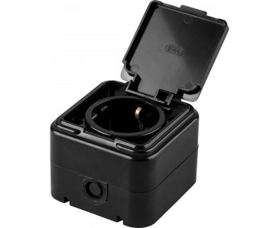 Розетка с заземляющим контактом STEKKER пластик АВС 250В 16А IP44 черная PST16-21-44 RA 32741 – изображение 2