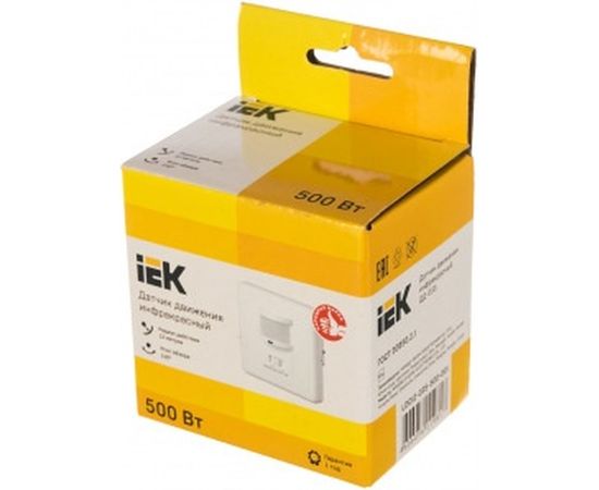Детектор движения IEK ДД 035 500Вт угол обз. 140град., дальн. 12м, IP20, бел. LDD12-035-500-001 – изображение 2