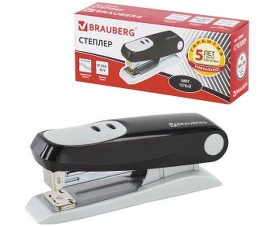 Степлер BRAUBERG №24/6, 26/6 Germanium, черный, 226580 – изображение 4