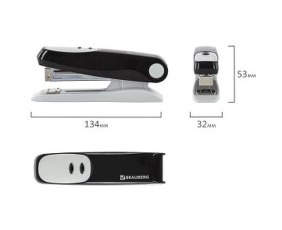 Степлер BRAUBERG №24/6, 26/6 Germanium, черный, 226580 – изображение 5