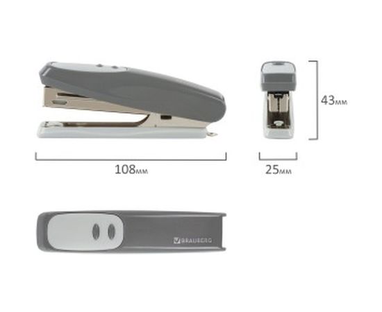 Серый степлер BRAUBERG №10 Germanium 226568 – изображение 5