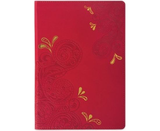 Блокнот BRAUBERG Orient А5 148x218 мм, 128 л, кожзаменитель с тиснением, клетка, красный 128045 