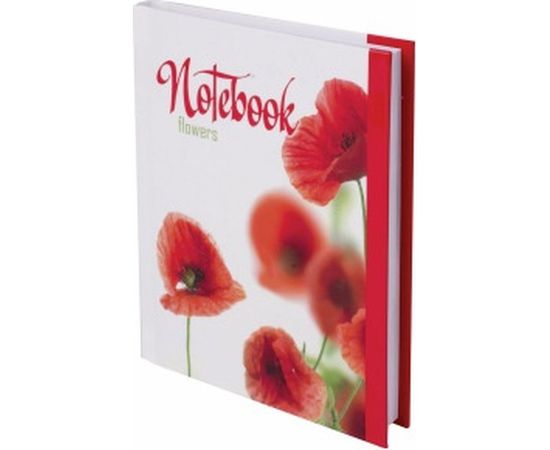 Блокнот BRAUBERG 110 х147 мм, А6, 80л, ламинир. обложка, выборочн. лак, клетка, Красные маки, 123243 