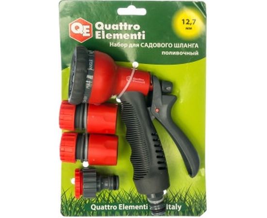 Пистолет поливочный 8-ми режимный&nbsp;+ соединители (12.7 мм)&nbsp;QUATTRO ELEMENTI 241-314 