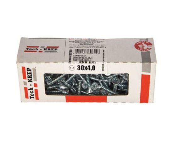Универсальный саморез Tech-Krep 30х4,0 мм 200 шт оцинкованный, коробка с окном 102180 – изображение 2