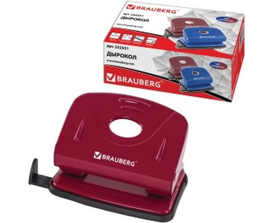 Дырокол BRAUBERG металлический Universal, до 20л, бордовый 222551 – изображение 2