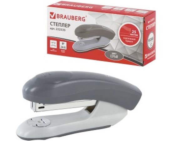 Серый степлер BRAUBERG №24/6, 26/6 Einkommen 222535 – изображение 3