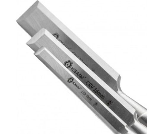 Набор плоских стамесок: 8, 16, 22мм, длина 140мм, CR-V, деревянные рукоятки, 3шт КОБАЛЬТ 245-862 – изображение 3