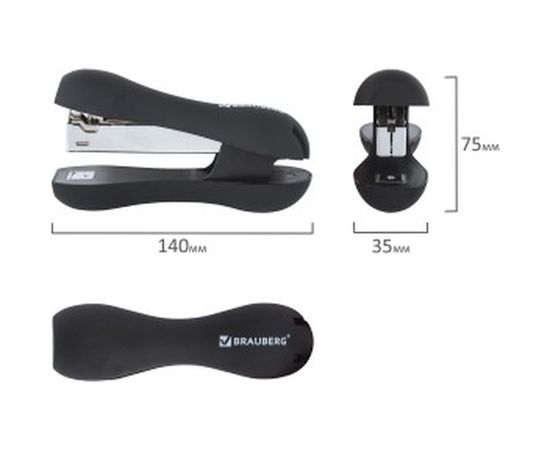 Степлер BRAUBERG №24/6, 26/6 Soft, черный, 226862 – изображение 4