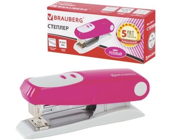 Розовый степлер BRAUBERG №24/6, 26/6 Germanium 226575 – изображение 4