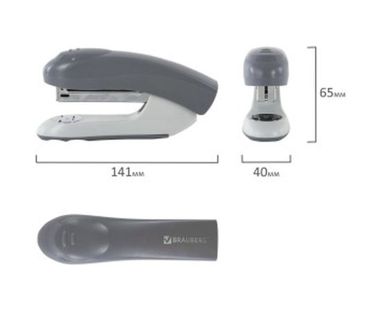 Серый степлер BRAUBERG №24/6, 26/6 Einkommen 222535 – изображение 4