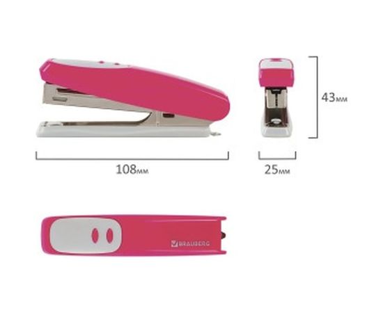 Розовый степлер BRAUBERG №10 Germanium 226567 – изображение 5