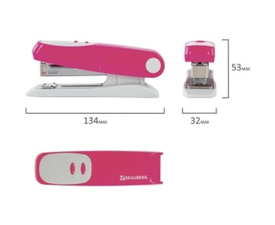 Розовый степлер BRAUBERG №24/6, 26/6 Germanium 226575 – изображение 5