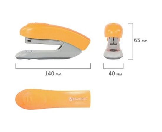 Степлер №24/6, 26/6 BRAUBERG Original, до 25 листов, оранжевый, 227772 – изображение 5