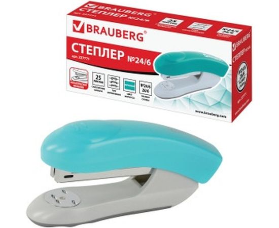 Степлер №24/6, 26/6 BRAUBERG Original, до 25 листов, бирюзовый, 227771 – изображение 5