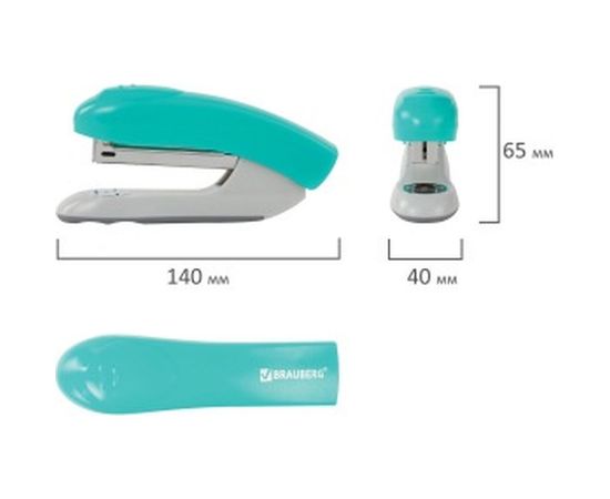 Степлер №24/6, 26/6 BRAUBERG Original, до 25 листов, бирюзовый, 227771 – изображение 6