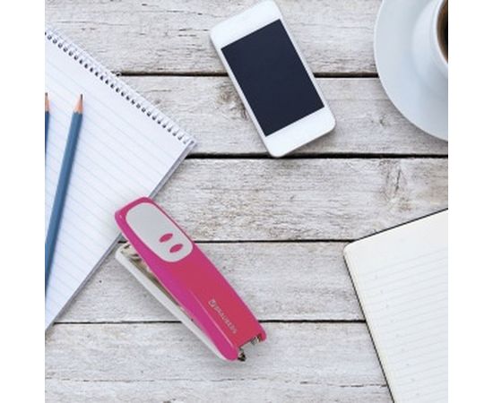 Розовый степлер BRAUBERG №10 Germanium 226567 – изображение 8