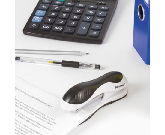 Степлер №24/6, 26/6 BRAUBERG JET, до 20 листов, эргономичный, бело-черный, 227797 – изображение 8