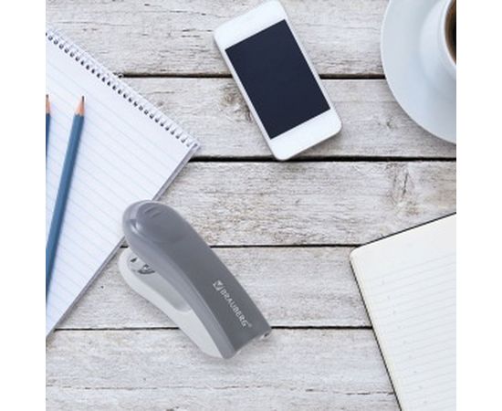 Серый степлер BRAUBERG №24/6, 26/6 Einkommen 222535 – изображение 8