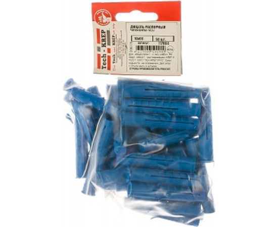Распорный дюбель Чапай 10х60 шипы+усы, полипропилен 50шт - пакет Tech-Krep 117860 