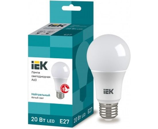 Светодиодная лампа IEK ECO A60 шар 20Вт 230В 4000К E27 LLE-A60-20-230-40-E27 