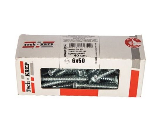 Сантехнический болт DIN 571 оцинкованный 6х50, 40шт - коробка Tech-Krep 126547 – изображение 2
