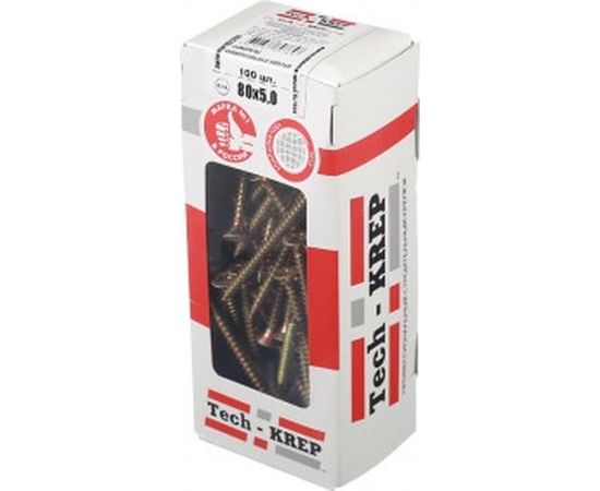 Универсальный саморез Tech-Krep 80х5,0 мм 100 шт желтый, коробка с окном 102266 – изображение 2