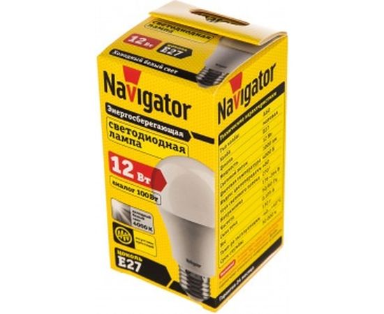 Светодиодная лампа Navigator 71 297 NLL-A60-12-230-4K-E27 12Вт E27 1000лм 176-264В 19 331147 – изображение 2