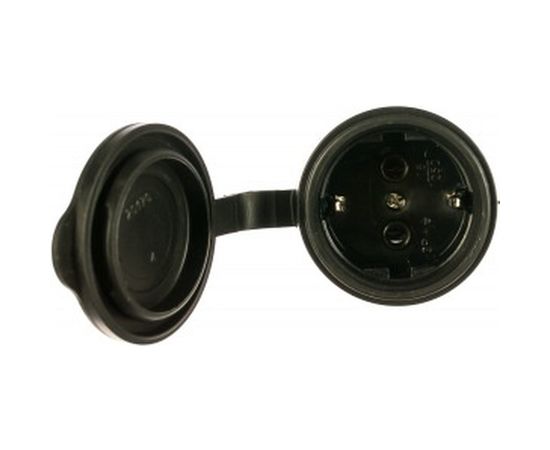 Кабельная розетка IEK, ОМЕГА, с заземлением, с крышкой, 1-м, IP44, РБп13-1-0м, ИЭК, черный PKR21-016-2-K02 – изображение 2