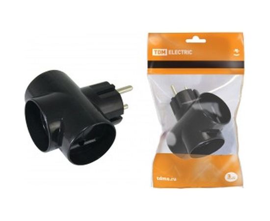 Тройник TDM 3х2П 16А 250B черный SQ1806-0042 – изображение 2