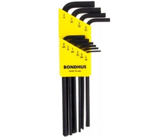 Набор из 10 ключей дюймовых черных BONDHUS L 1/16-1/4" 12138 – изображение 2