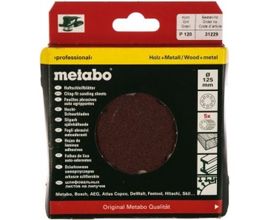 Круг шлифовальный Professional 5 шт. (125 мм; Р120) Metabo 631229000 – изображение 3