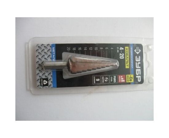 Сверло ступенчатое по стали и цветным металлам КОБАЛЬТ (4-20 мм; 9 ступеней; Р6М5) ЗУБР 29672-4-20-9_z01 – изображение 4