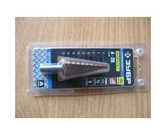 Сверло ступенчатое по стали и цветным металлам КОБАЛЬТ (4-20 мм; 9 ступеней; Р6М5) ЗУБР 29672-4-20-9_z01 – изображение 7