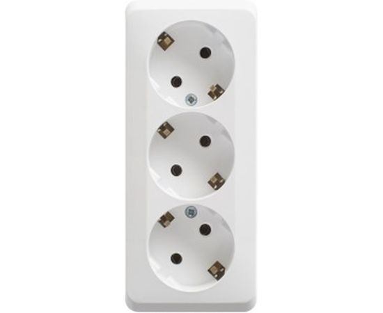 Тройная розетка Schneider Electric ЭТЮД, O/У, с заземлением, без шторок, 16А, 250B, белый PA16-011B 