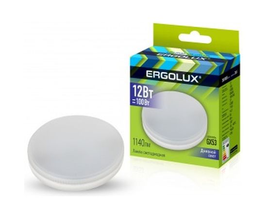 Светодиодная лампа Ergolux LED-GX53-12W-GX53-6K, 12Вт, GX53, 6500К, 180-280В 14238 