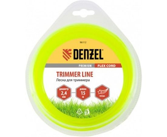 Леска для триммера звезда 2,4 мм х 15 м блистер FLEX CORD DENZEL 96112 