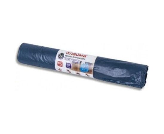 Мешки (10 шт; 120 л; 70х110 см; 40 мкм; ПВД; синие; особо прочные) для мусора ЛАЙМА 601387 