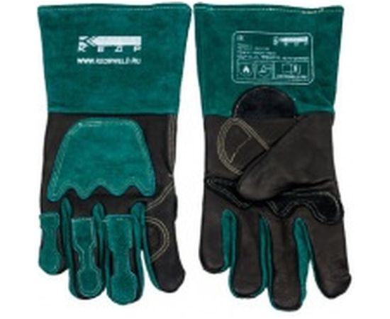 Сварочные краги Кедр КС-20 ПРЕМИУМ черно-зеленые, р-р L 8007533 