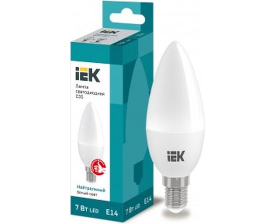 Светодиодная лампа IEK ECO C35 свеча 7Вт 230В 4000К E14 LLE-C35-7-230-40-E14 