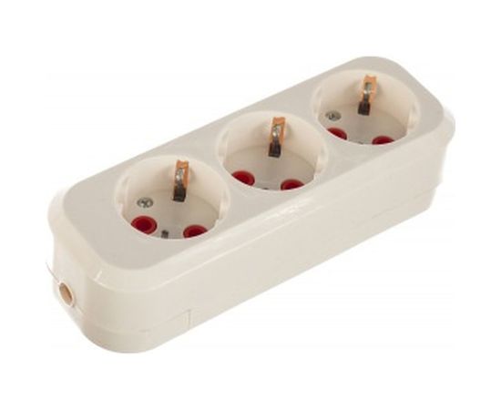 Розетка переносная разборная STEKKER 3 гнезда с заземлением 250В 16A IP20 белая, PST16-310-20 39011 