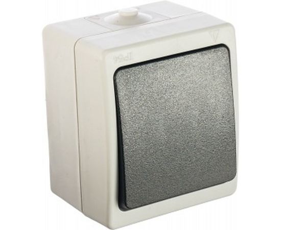 Одноклавишный выключатель STEKKER открытой установки 250В, 10А, серый/графит, PSW10-111-54 32752 