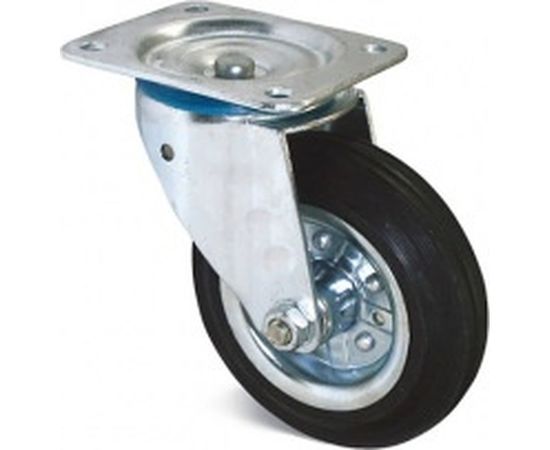 Поворотное колесо на площадке Brante 125 мм черная резина 104204 
