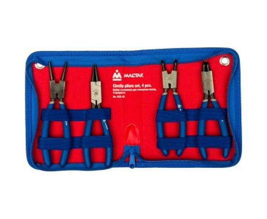 Набор съемников для стопорных колец (4 предмета в футляре на молнии) МАСТАК 033-4Z 