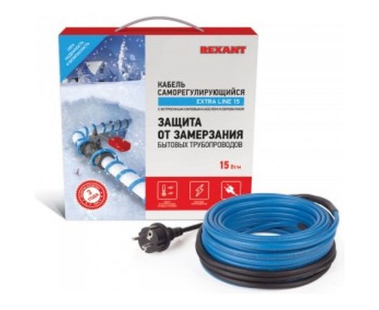Саморегулирующийся кабель на трубу REXANT 15MSR-PB 10м 150Вт 51-0620 – изображение 2